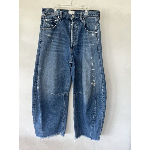 $288 Citizens Of Humanity Horseshoe Blue Wide Leg Denim Jean Size